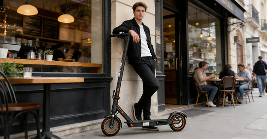 TODIMART electric scooter parked beside modern office building