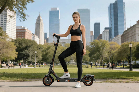 TODIMART electric scooter rider commuting through city streets