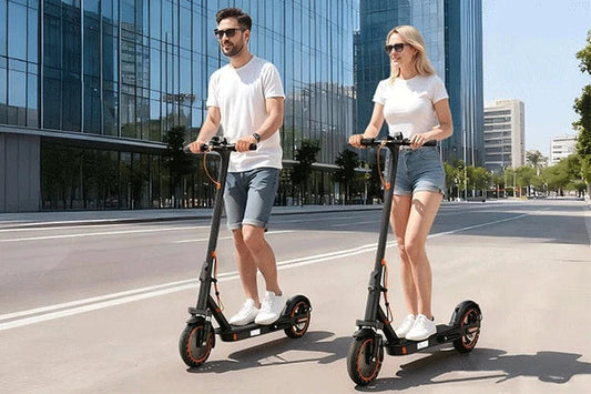 TODIMART electric scooter rider travelling through a city street