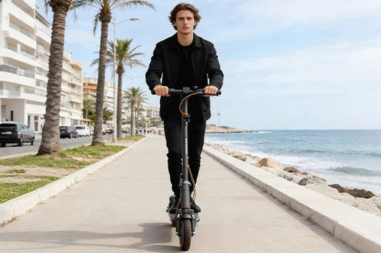 TODIMART electric scooter travelling along riverside cycling path